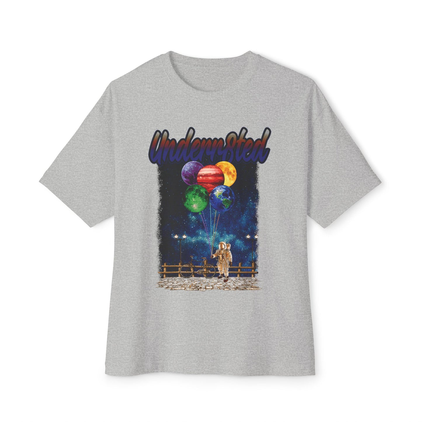 Underwater Astronaut Tee — Cosmic Balloon Graphic Oversized T‑Shirt