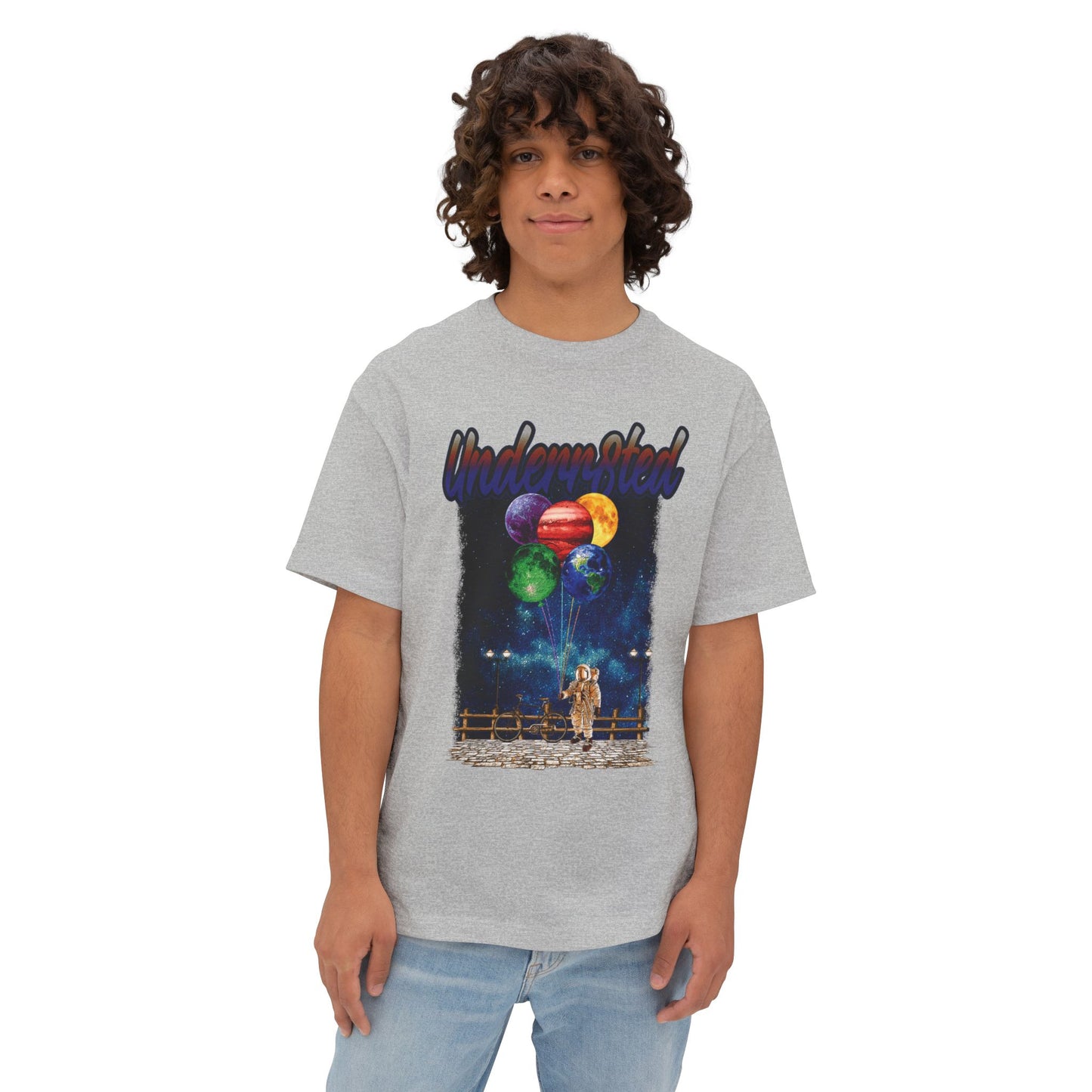 Underwater Astronaut Tee — Cosmic Balloon Graphic Oversized T‑Shirt