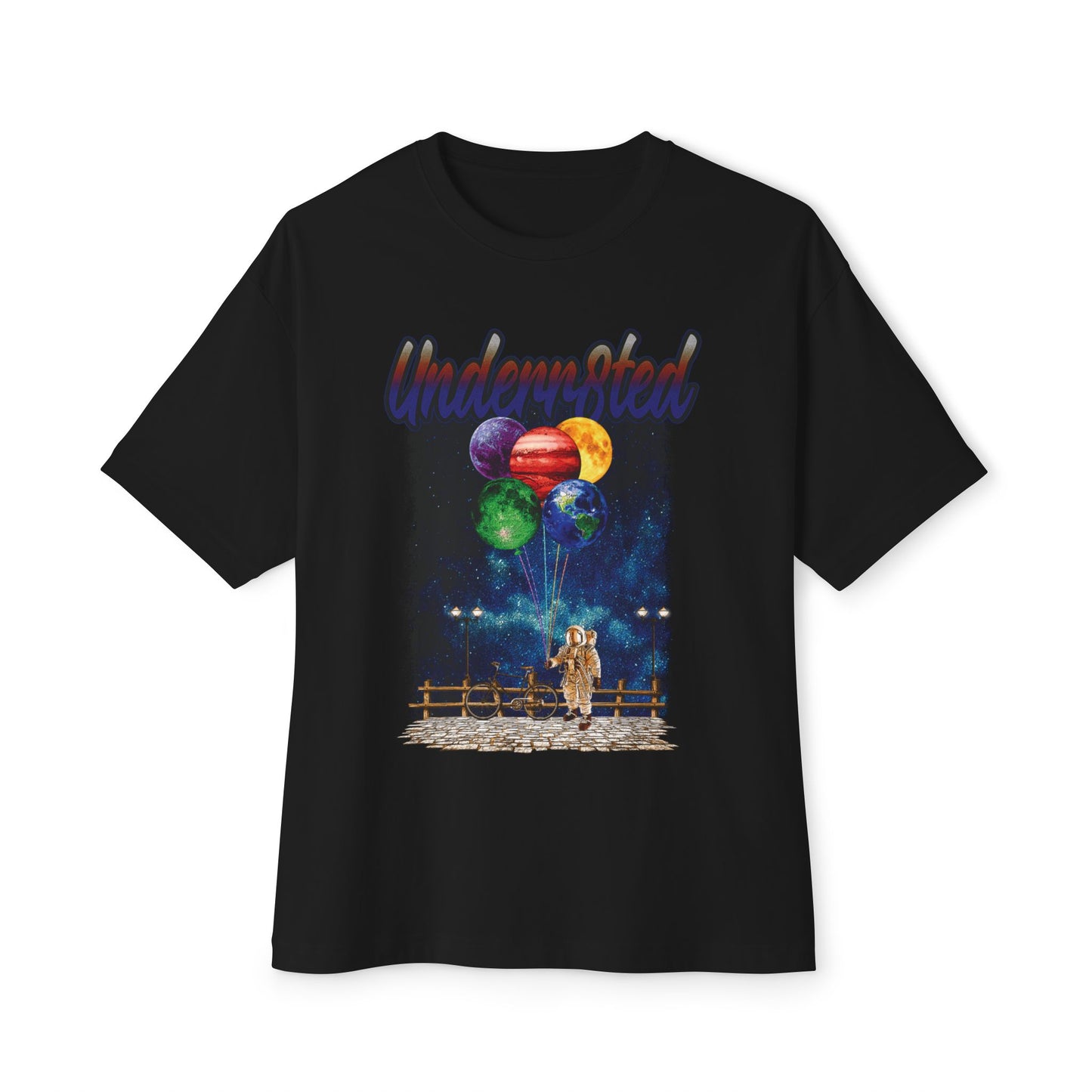 Underwater Astronaut Tee — Cosmic Balloon Graphic Oversized T‑Shirt