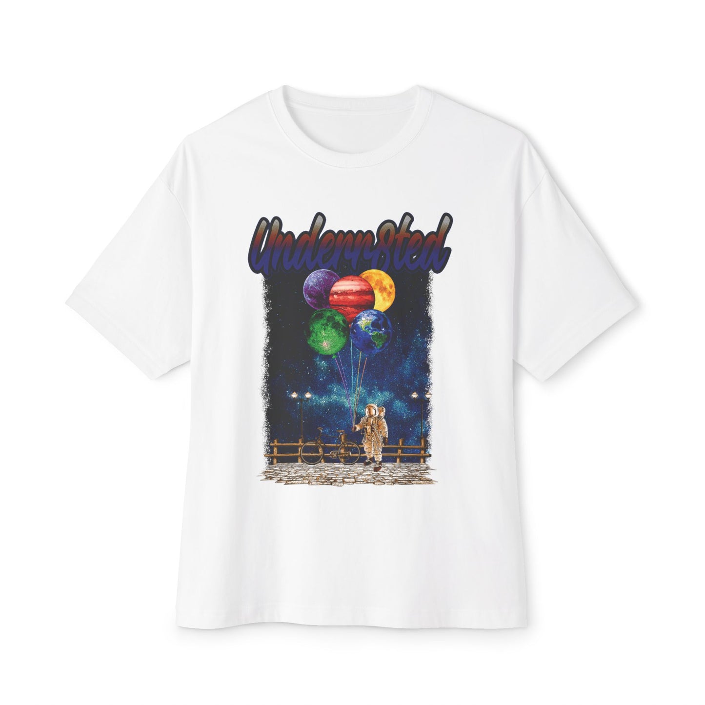 Underwater Astronaut Tee — Cosmic Balloon Graphic Oversized T‑Shirt