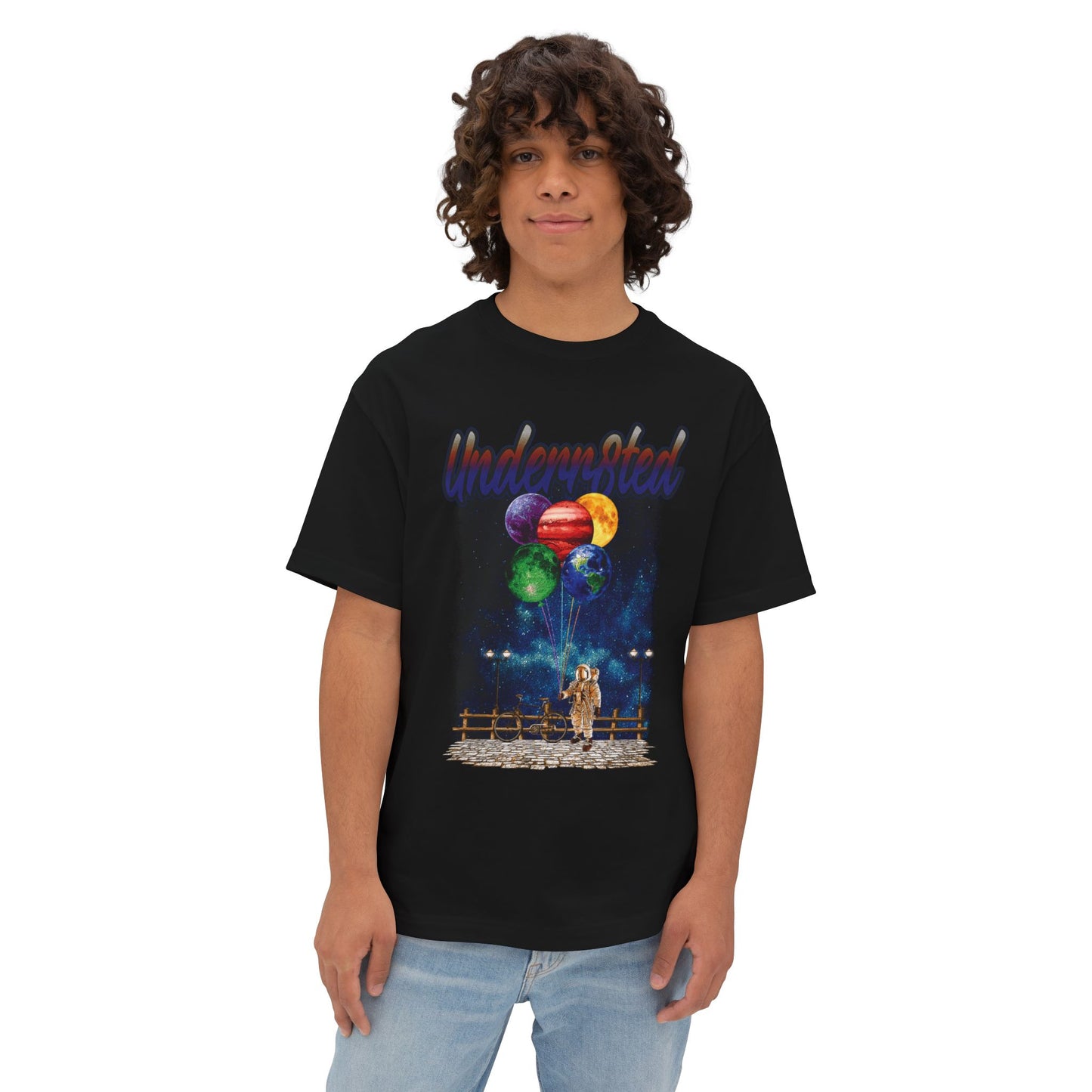 Underwater Astronaut Tee — Cosmic Balloon Graphic Oversized T‑Shirt